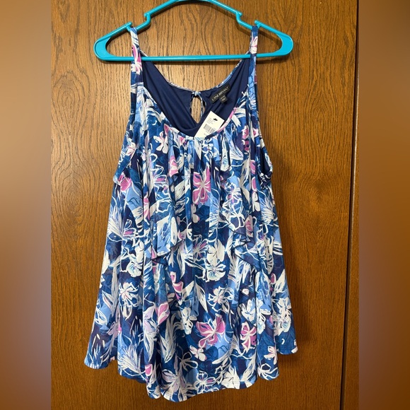 Lane Bryant Floral Blue and Pink Women's Top NWT - Picture 1 of 2